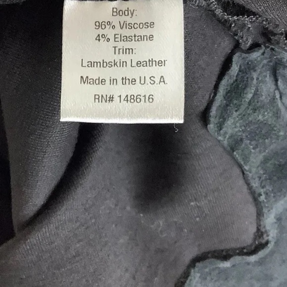 Buchanan Kang Sz 8 Lambskin Leather Trimmed Top Black Viscose Sleeveless - Picture 8 of 8